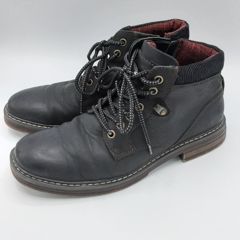 Restoration Mills Men's Faux Leather Side Zip Lace Up Boot Size 7.